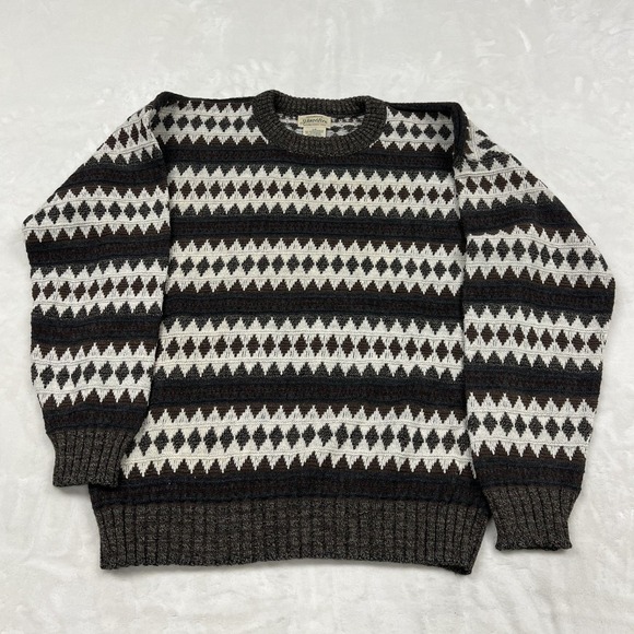 St. John's Bay Other - St. John's Bay Sweater Mens Large Brown Geometric Diamond Knit Crewneck Pullover